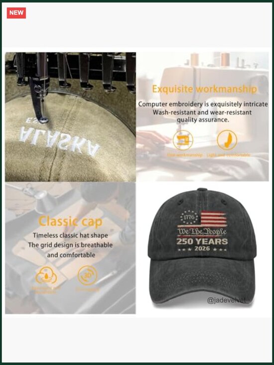 250th Anniversary Embroidered Baseball Cap Adjustable main image 5